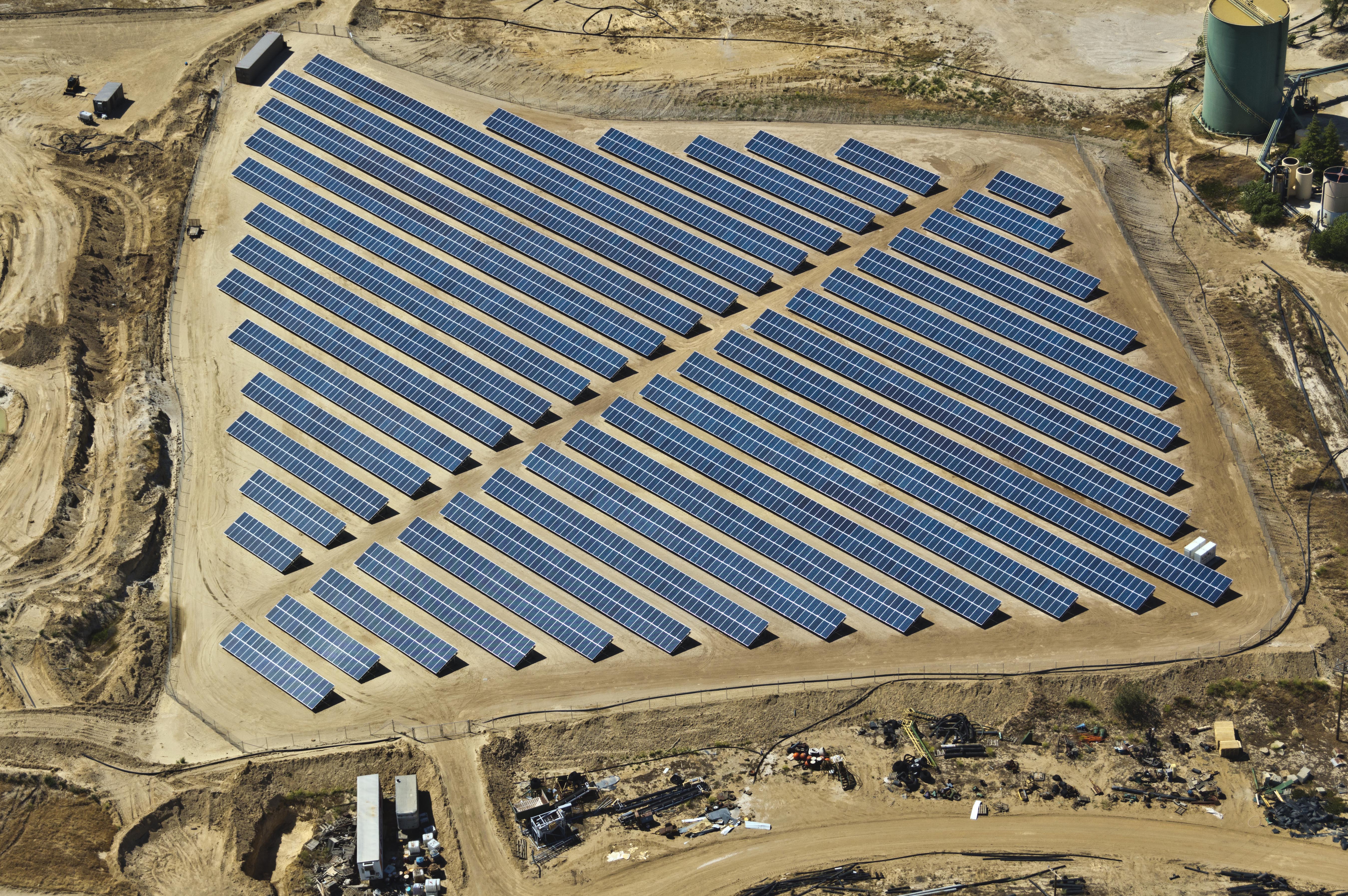 Aerial view of solar array. 