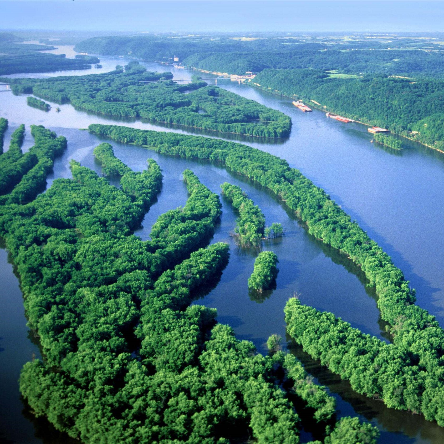 Aerial view of Mississippi River.