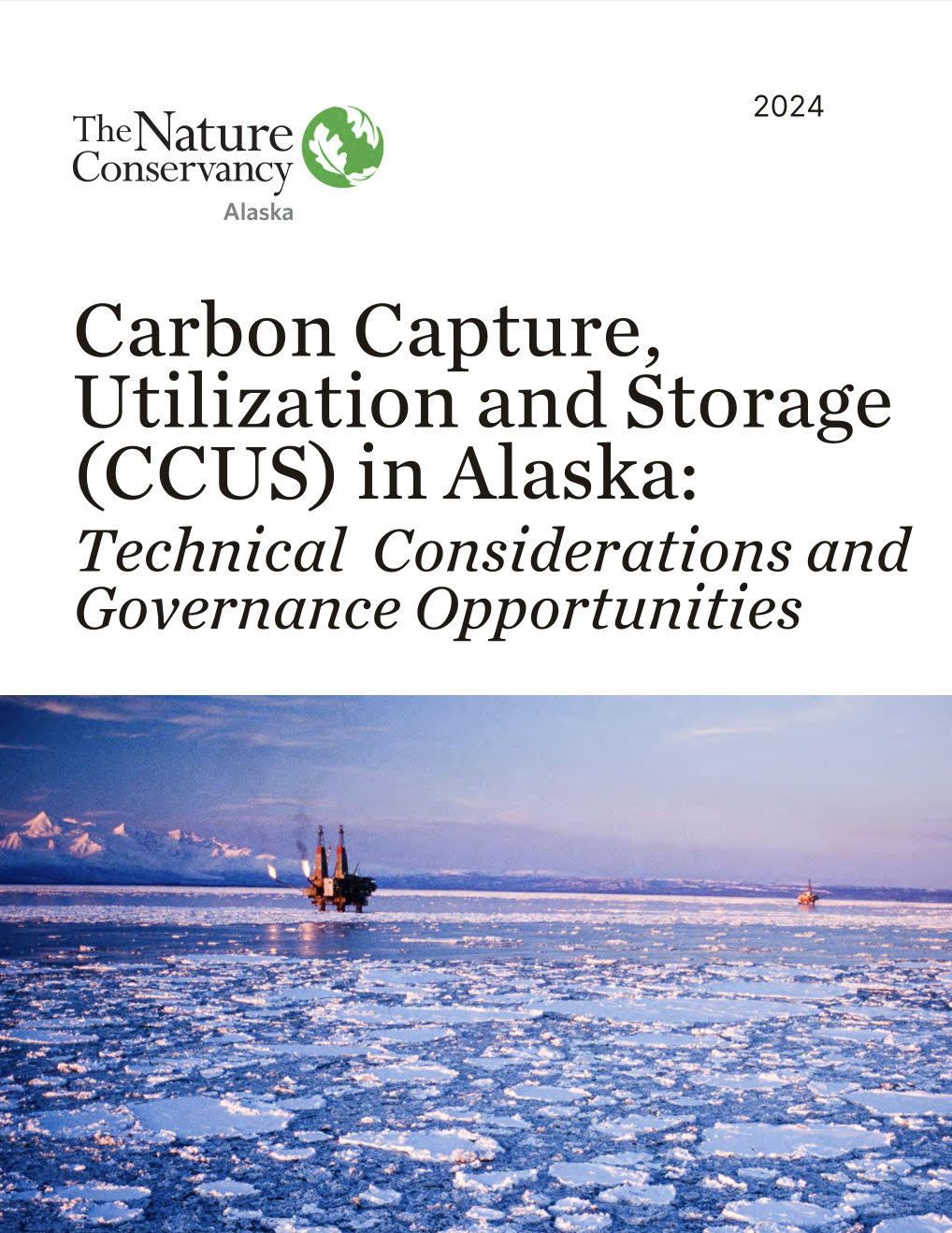 Cover of Carbon Capture, Utilization and Storage in Alaska report.