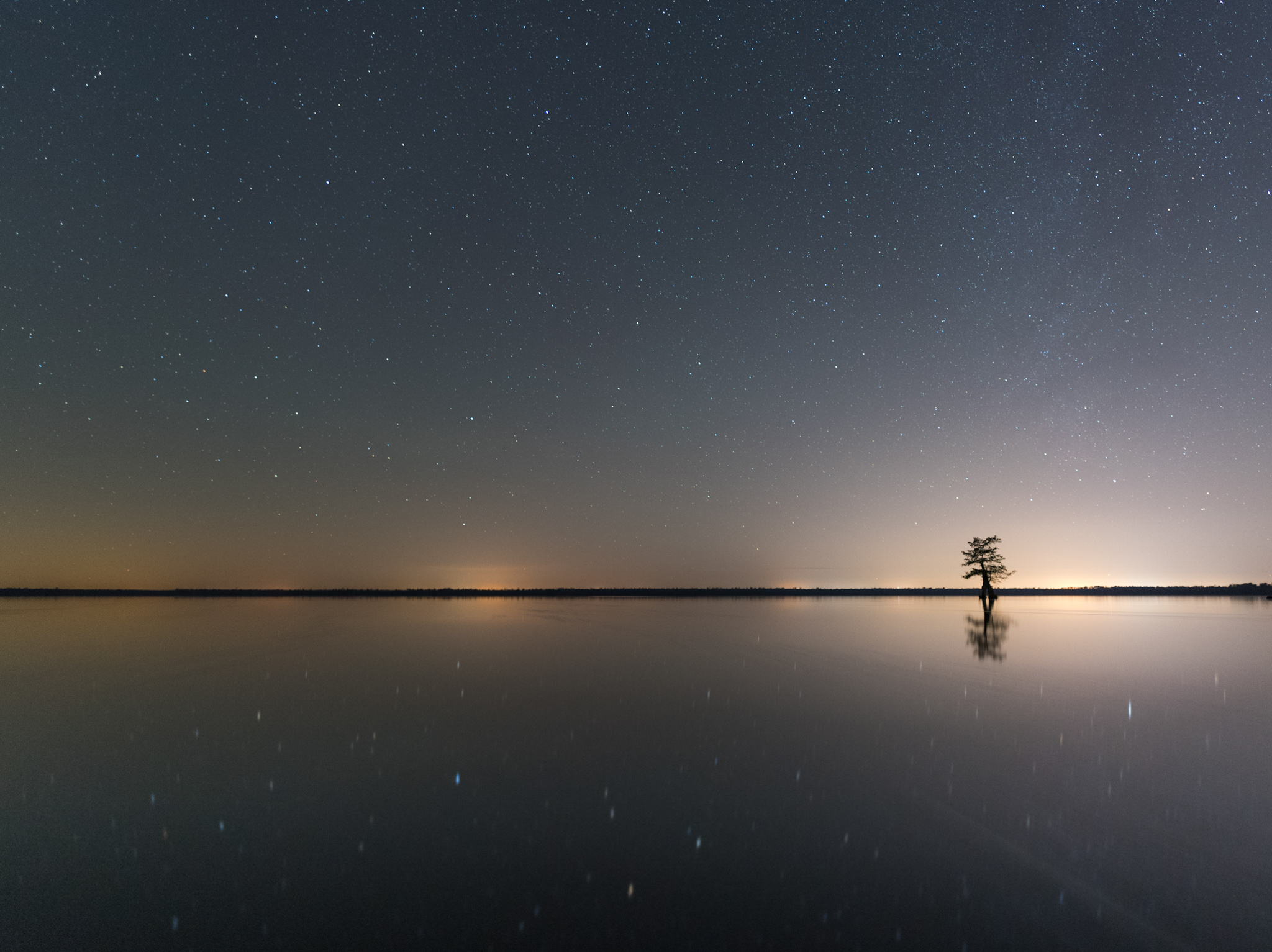 Sunset over a lake.