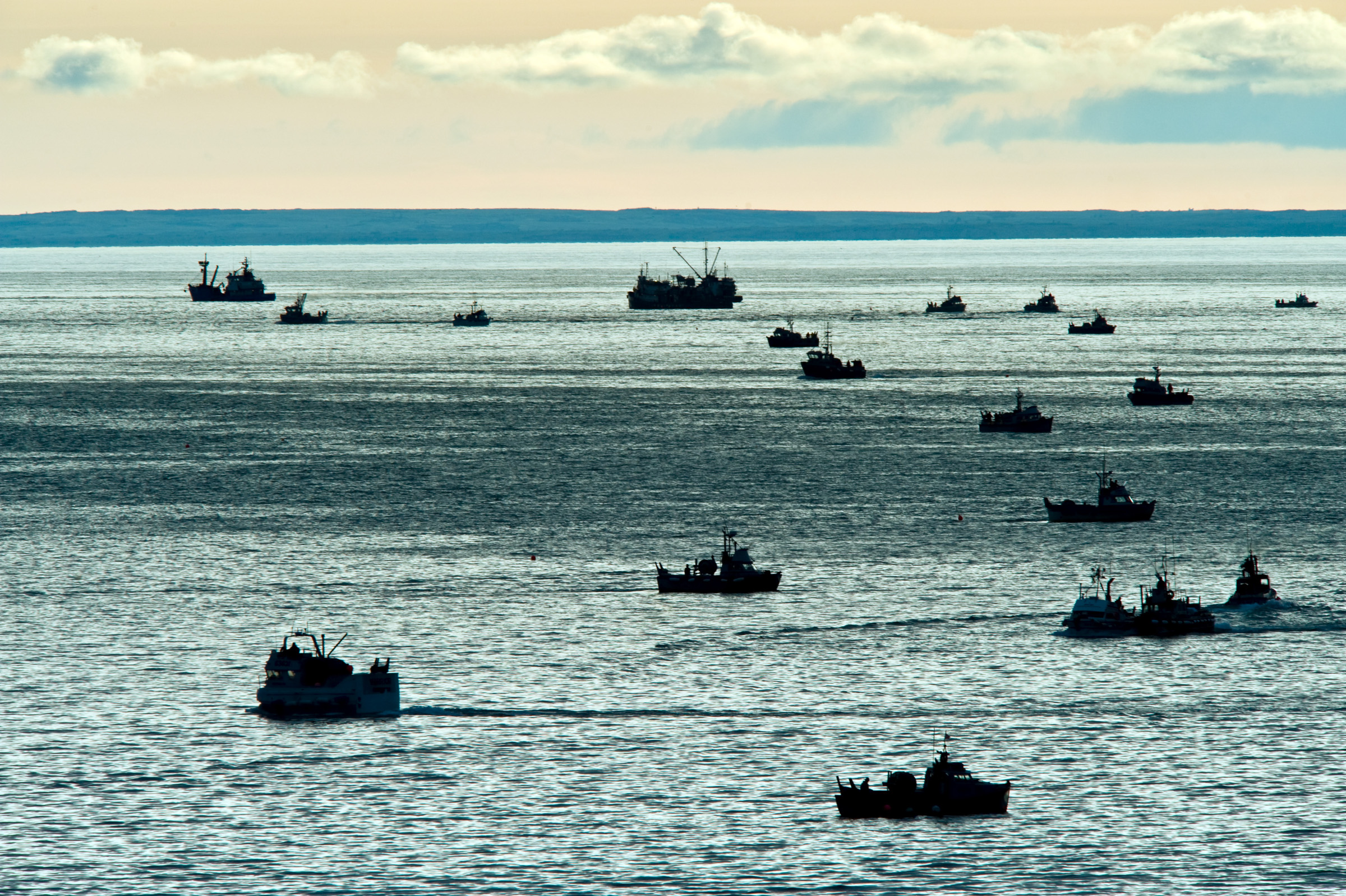Several commercial fishing boats in Bristol Bay.